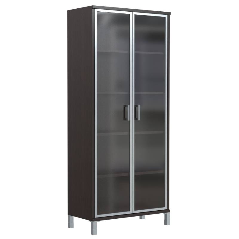 Шкаф высокий со стеклянными дверьми в AL-рамке B 430.8 Венге Магия 900х450х2054  главное фото
