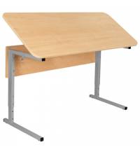 Стол-парта 2-местный, регулируемый угол, СУТ.55-01, 1200х500х520-640 мм, рост 2-4, серый каркас, ЛДСП клён