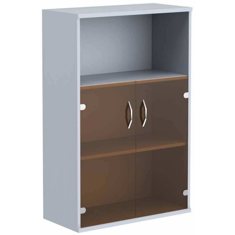 Шкаф с малыми стеклянными дверьми СТ-2.2 Металлик 770*365*1200 главное фото