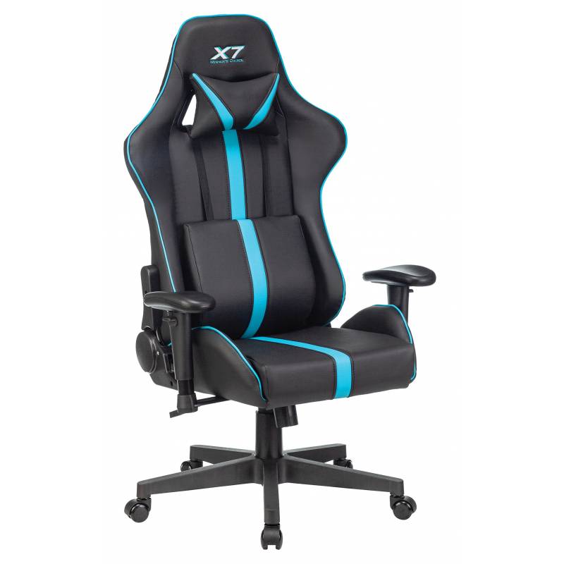 Кресло игровое A4Tech X7 GG-1200 черный/голубой эко.кожа крестов. пластик главное фото