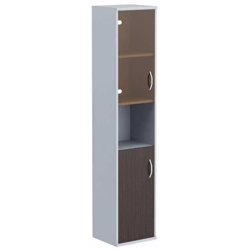 Шкаф колонка с малой глухой и стеклянной дверьми СУ-1.4(R) Венге Магия/Металлик 406*365*1975 главное фото