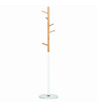 Вешалка-стойка  "CR-1906" на мраморном диске, металл белый/дерево бук, 6 крючков, 606440