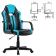 Игровое кресло  "Stripe GM-202", экокожа, черное/голубое, 532509. Фото товара с разных ракурсов.