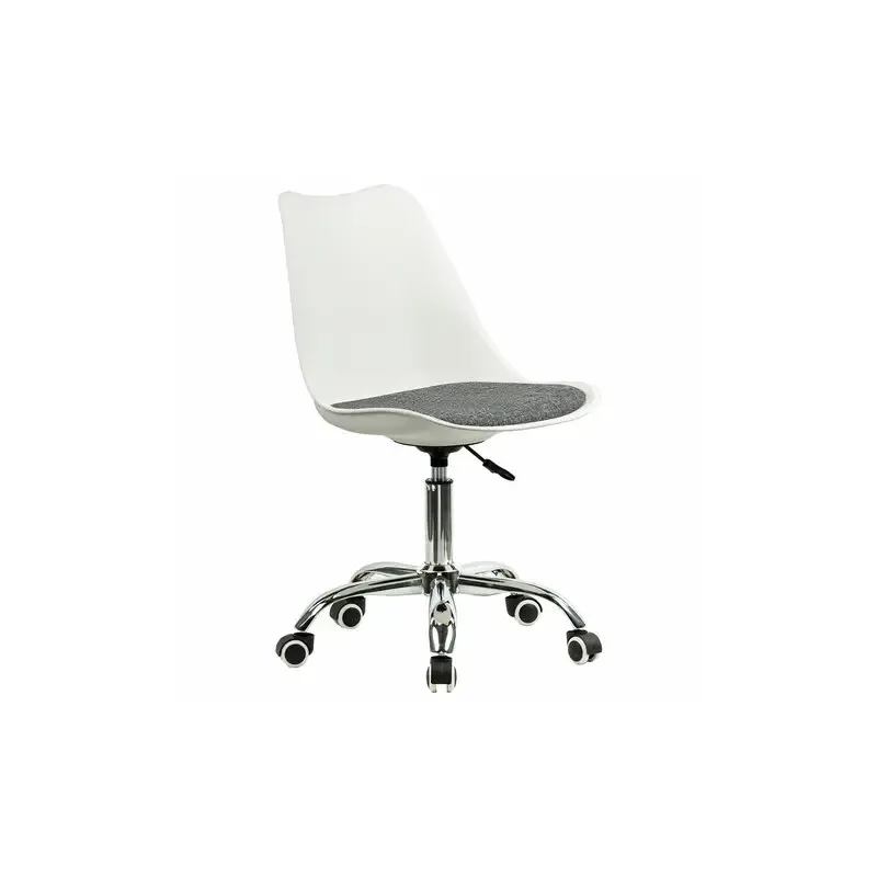 Кресло стул  "Eames MG-310 CH", хром, пластик белый, ткань серая, 532924 главное фото