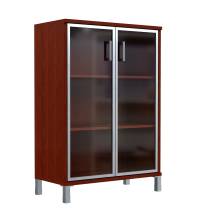 Шкаф средний со стеклянными дверьми в AL-рамке B 420.7 Бургунди 900х450х1286 