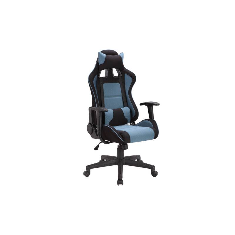 Кресло компьютерное  "GT Racer GM-100", две подушки, ткань, черное/голубое, 531818 главное фото