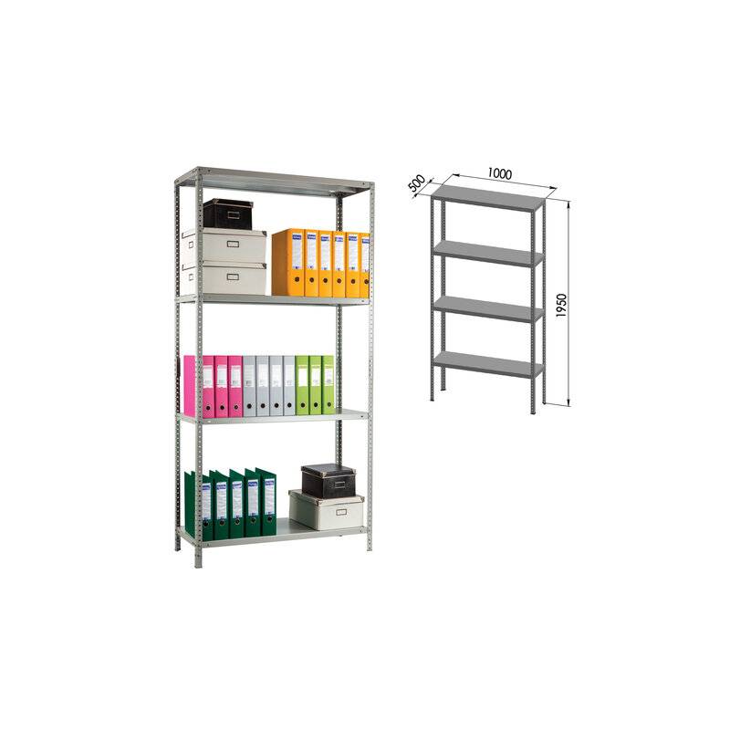 Стеллаж металлический ПРАКТИК "MS KD", сборная стойка, 1950х1000х500 мм, 4 полки, MS 200/100х50/4 главное фото